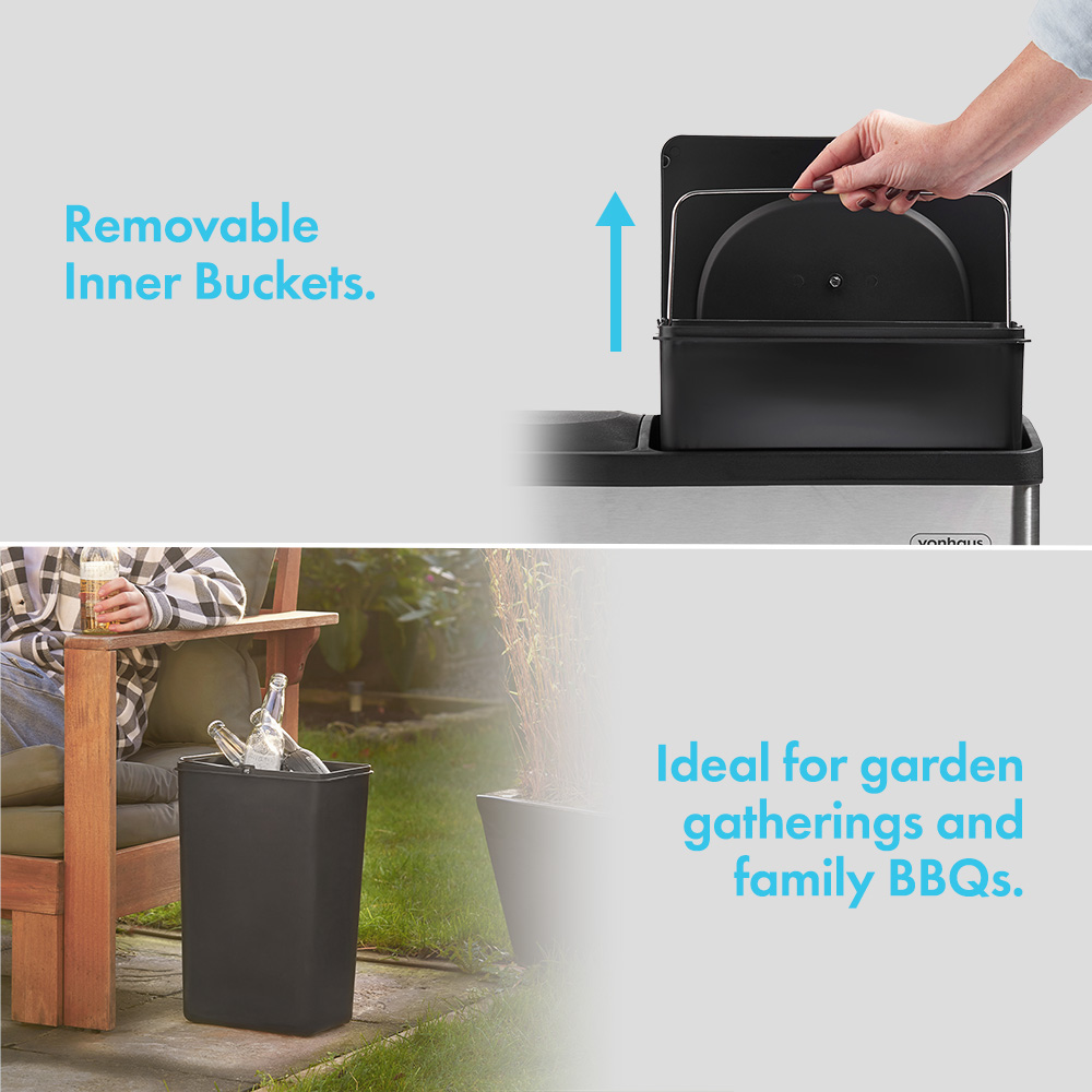 Double Compartment Pedal Recycling Bin - 36L 