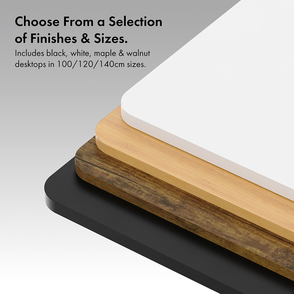 Black Standing Desk with Walnut Desktop 100x60cm and USB-C Charging Port