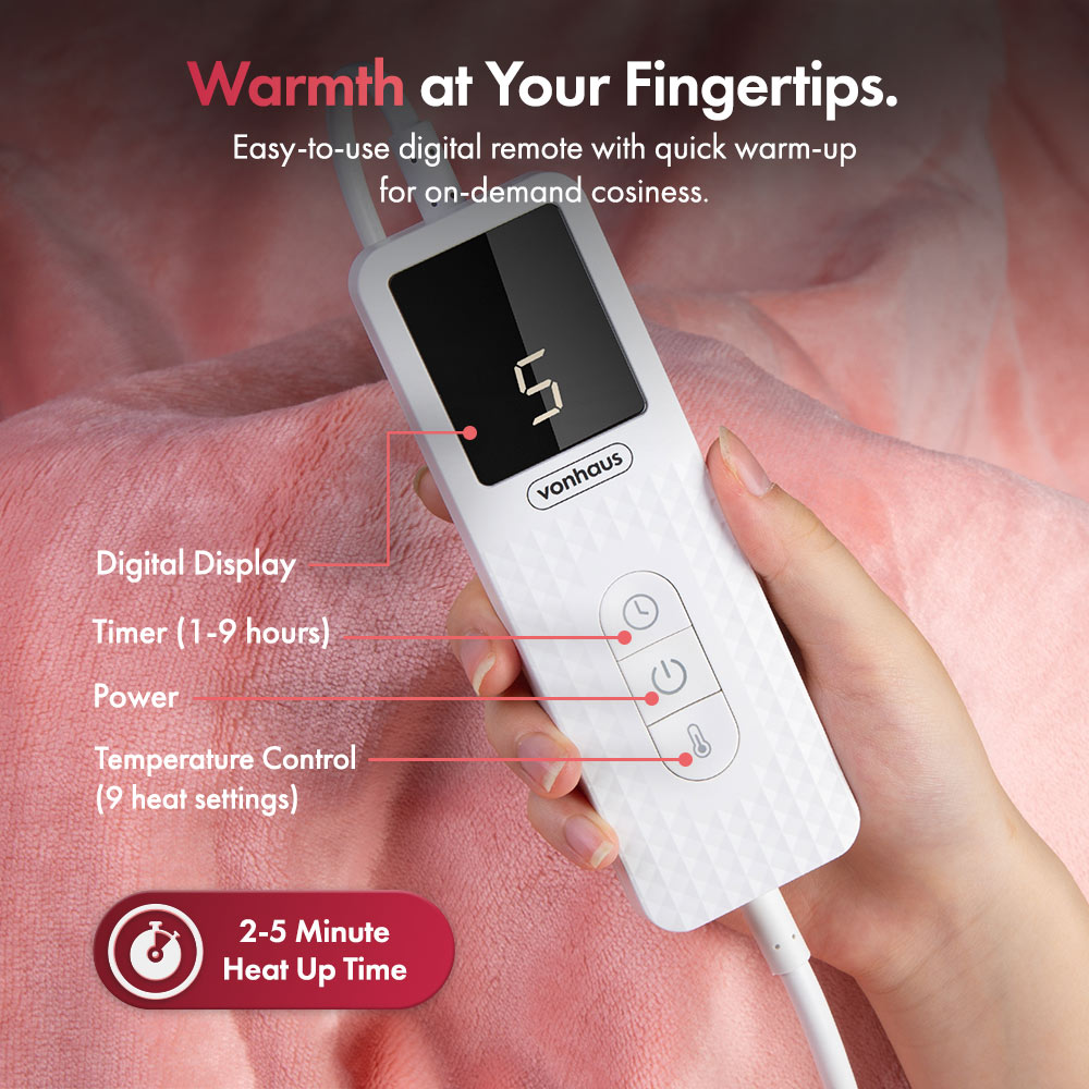 Pink Heated Throw Blanket