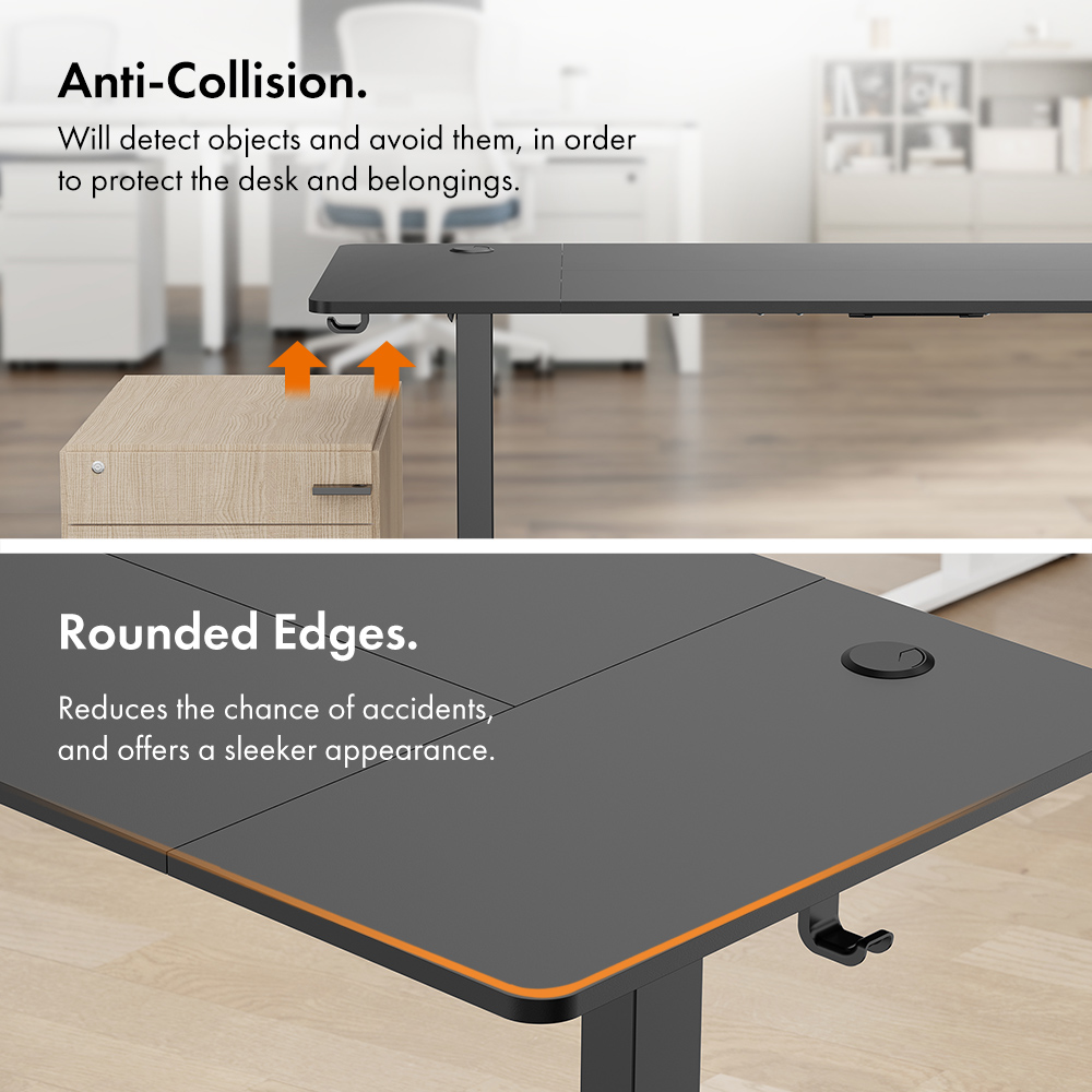 Black Standing Desk 140x60cm with USB-C Charging Port