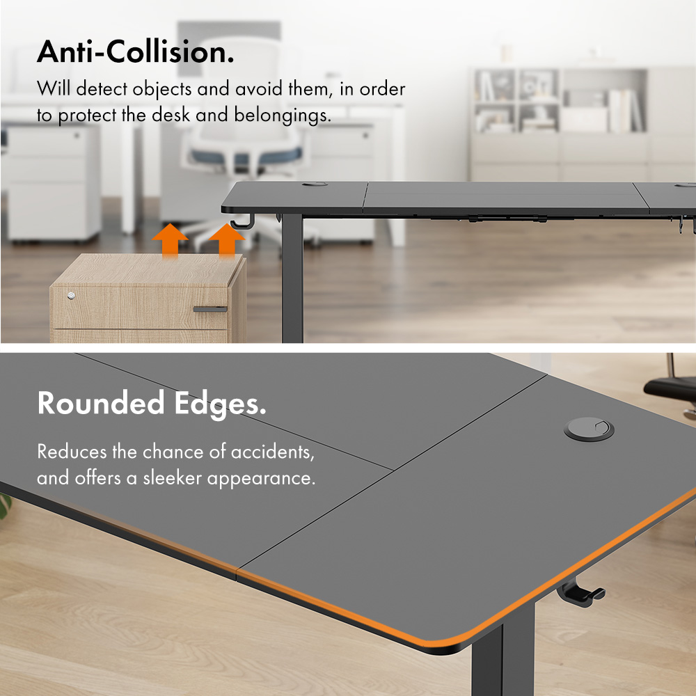Black Standing Desk 120x60cm with USB-C Charging Port