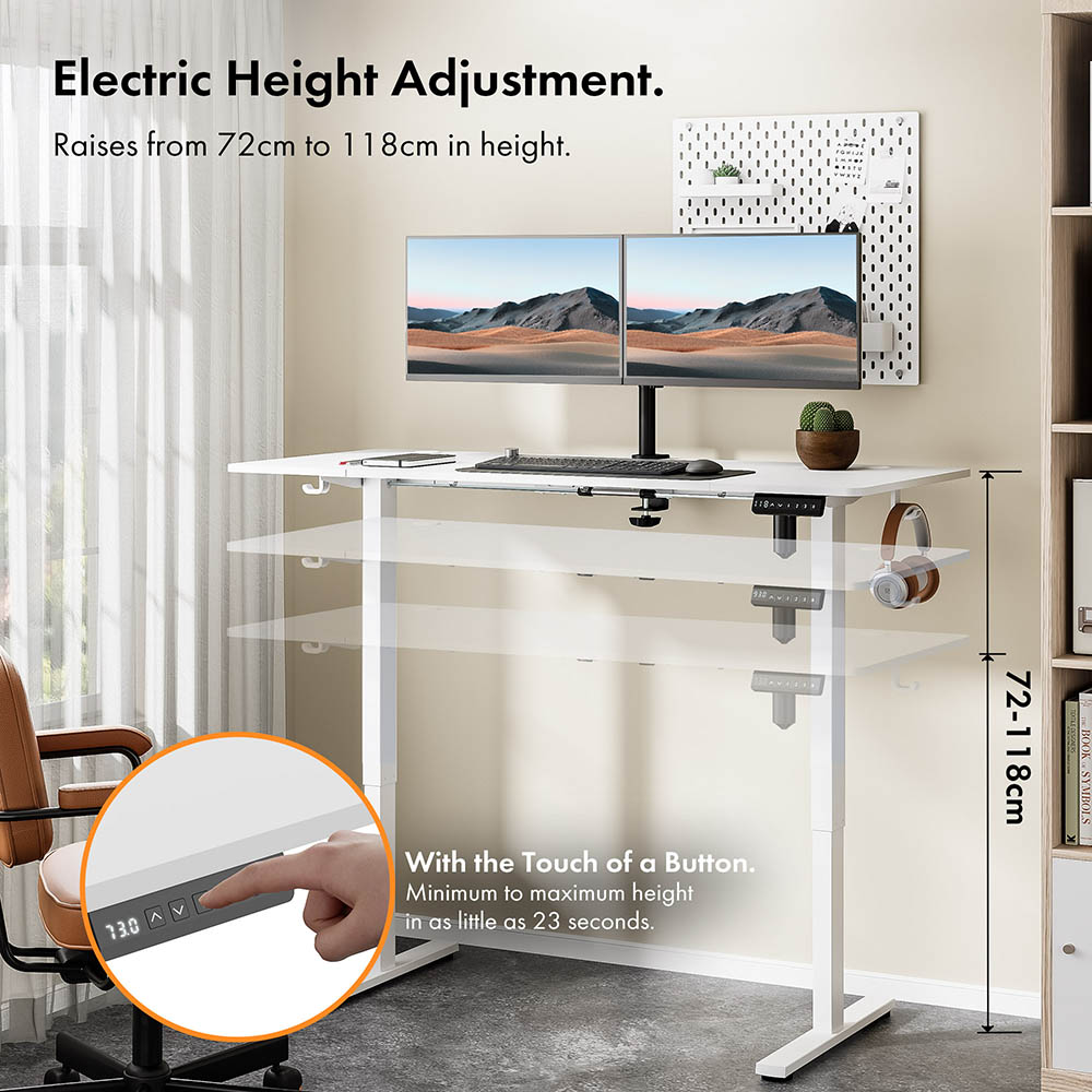 White Standing Desk 140x60cm with USB-C Charging Port