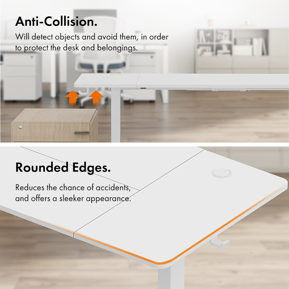 White Standing Desk 140x60cm with USB-C Charging Port