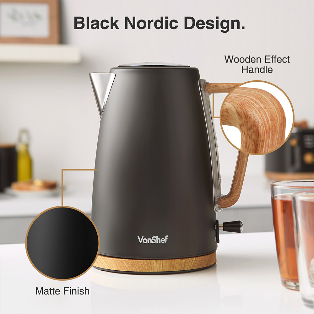 Fika Black Microwave, Kettle & 2 Slice Toaster Set