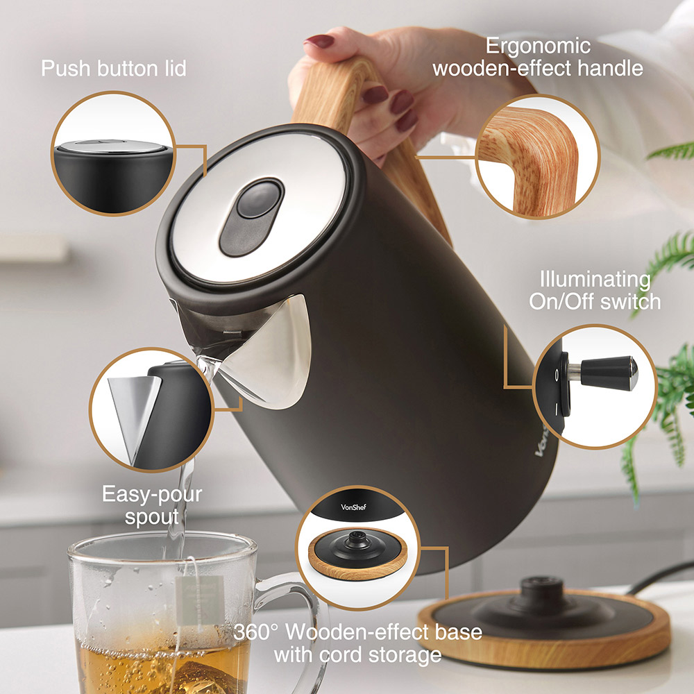 Fika Black Microwave, Kettle & 2 Slice Toaster Set