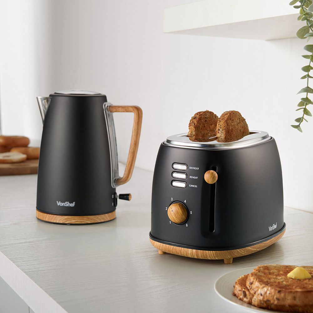 Fika Black Microwave, Kettle & 2 Slice Toaster Set