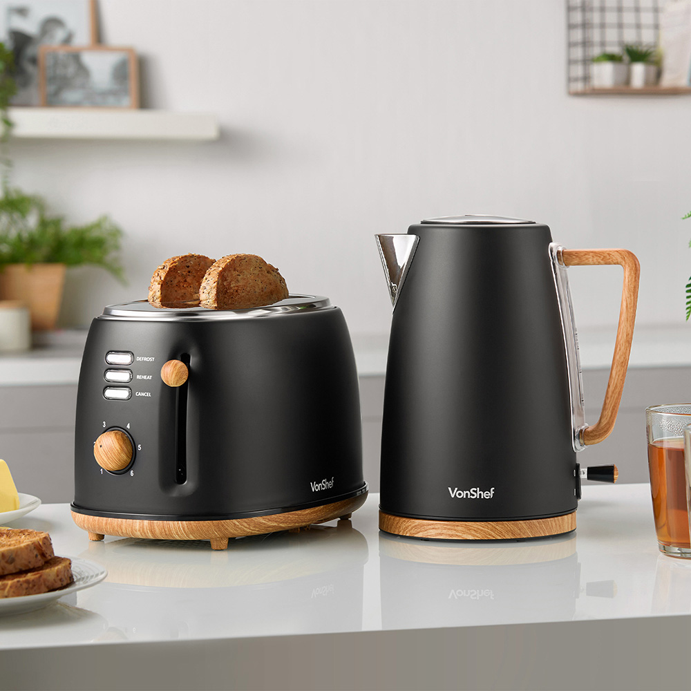 Fika Black Microwave, Kettle & 2 Slice Toaster Set