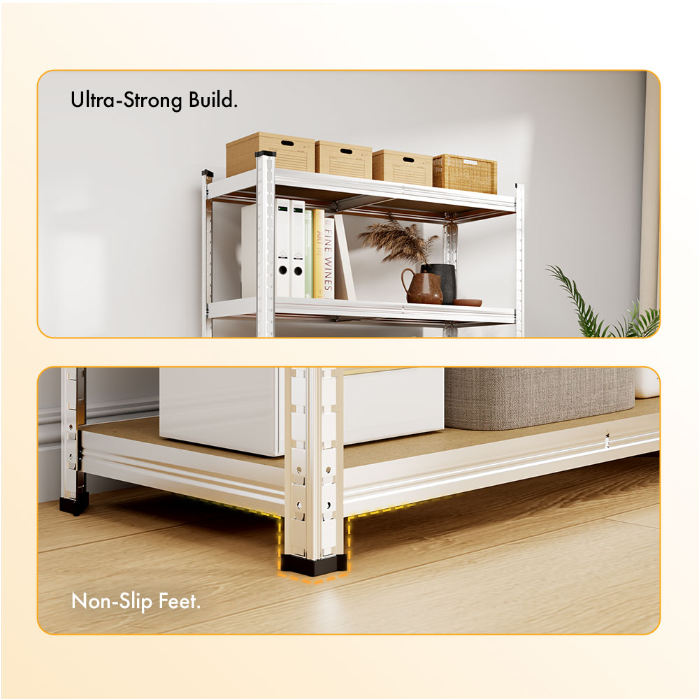 5-Tier Galvanised Steel Corner Shelving Unit x5 –  Silver (180 x 90 x 40cm)