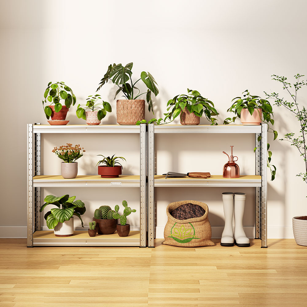 5-Tier Galvanised Steel Corner Shelving Unit x5 –  Silver (180 x 90 x 40cm)