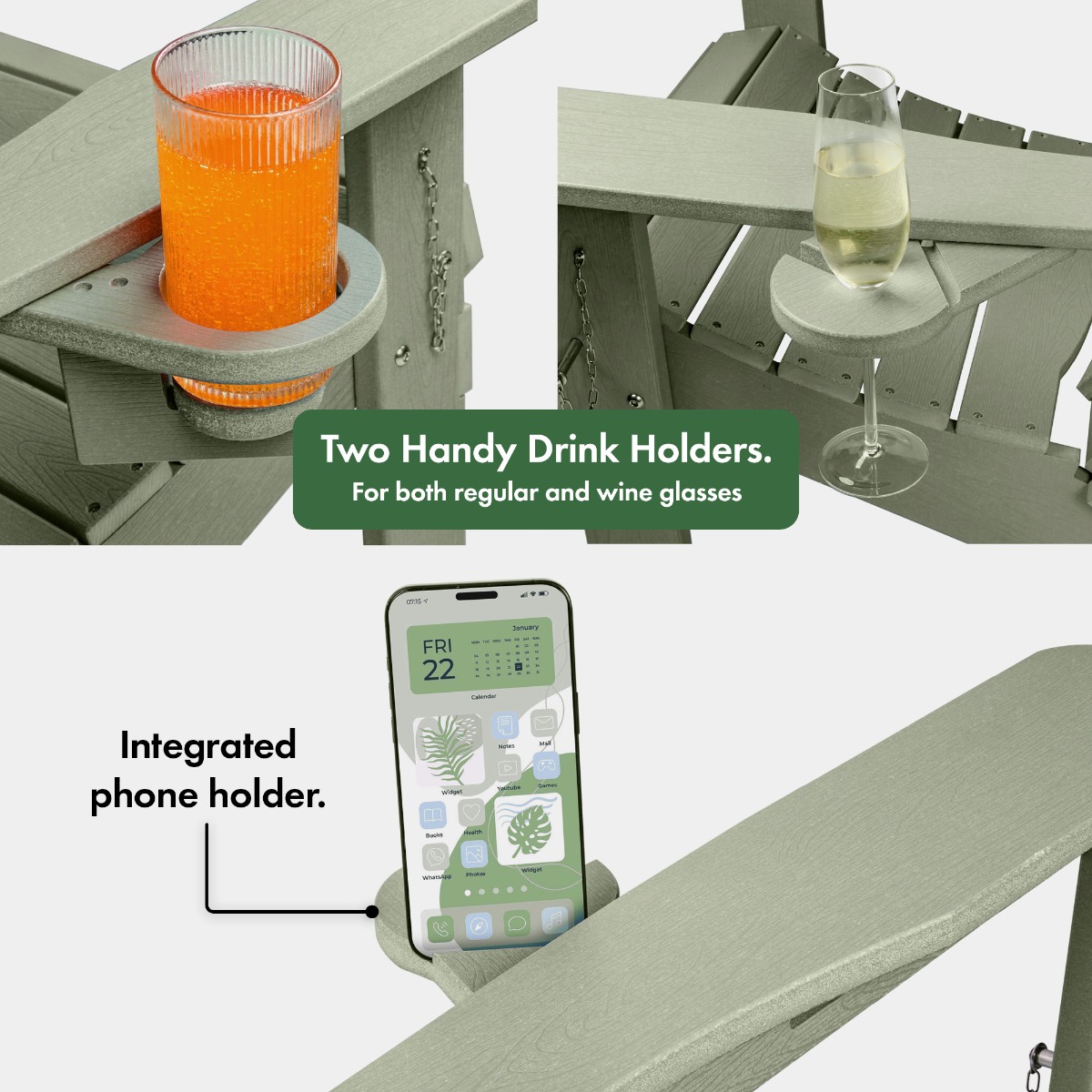 Westport Adirondack Green Folding Garden Chair