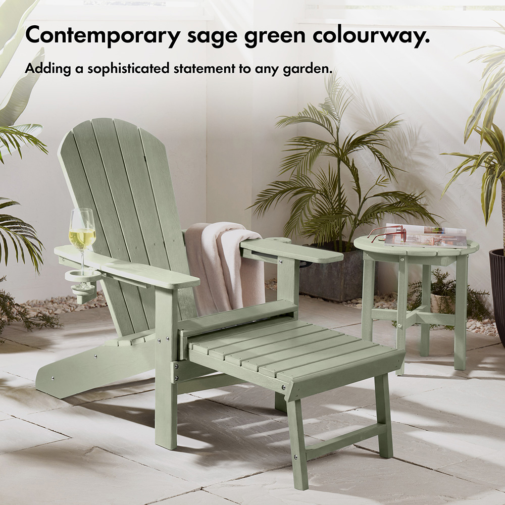 Westport Adirondack Green Garden Chair with Footstool