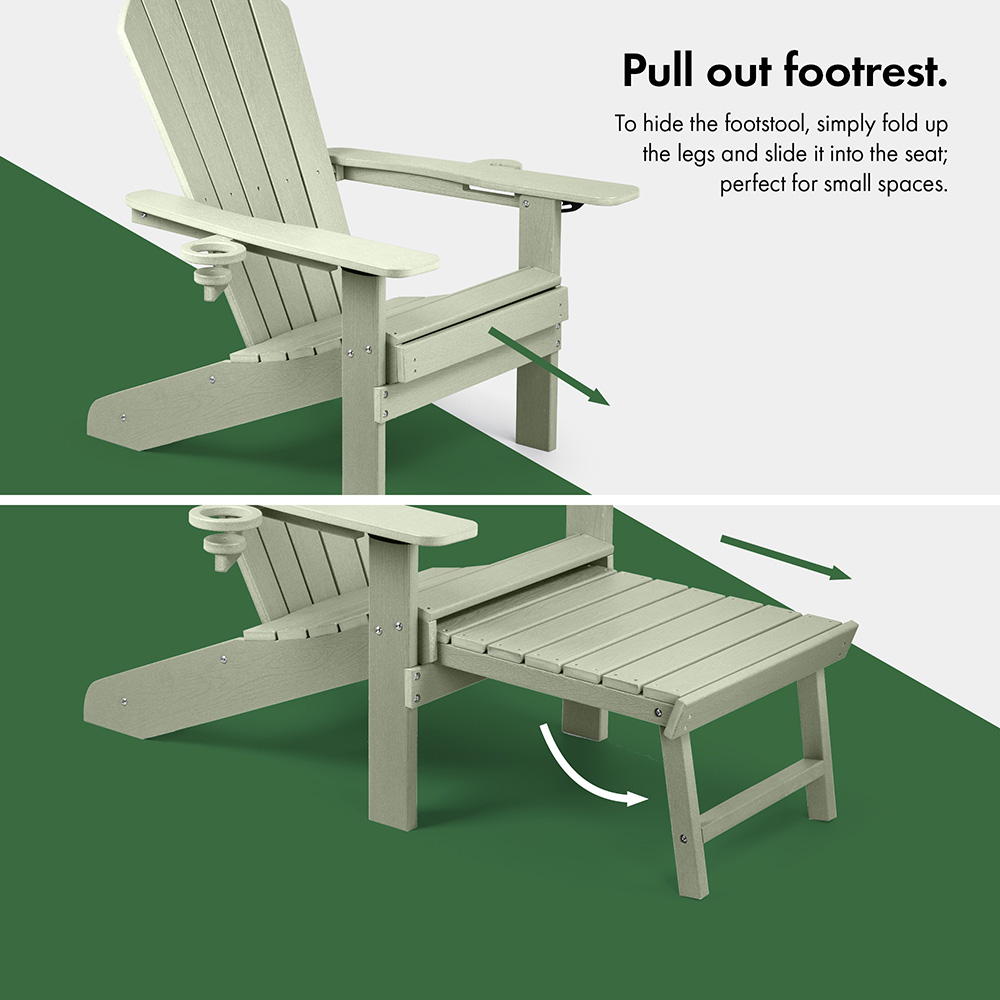 Westport Adirondack Green Garden Chair with Footstool