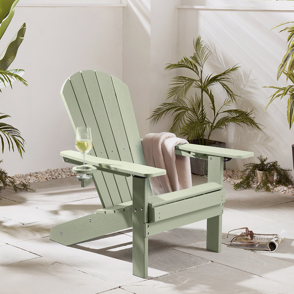 Westport Adirondack Green Garden Chair with Footstool