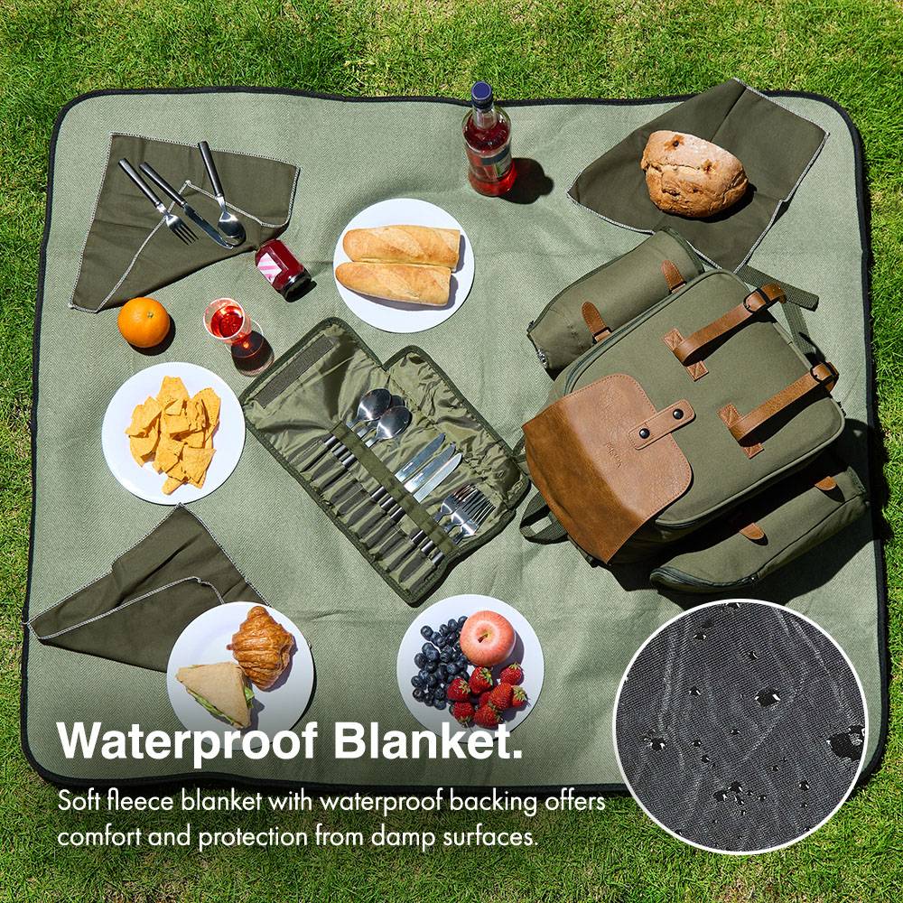 Dark Green Picnic Backpack - 4 Person