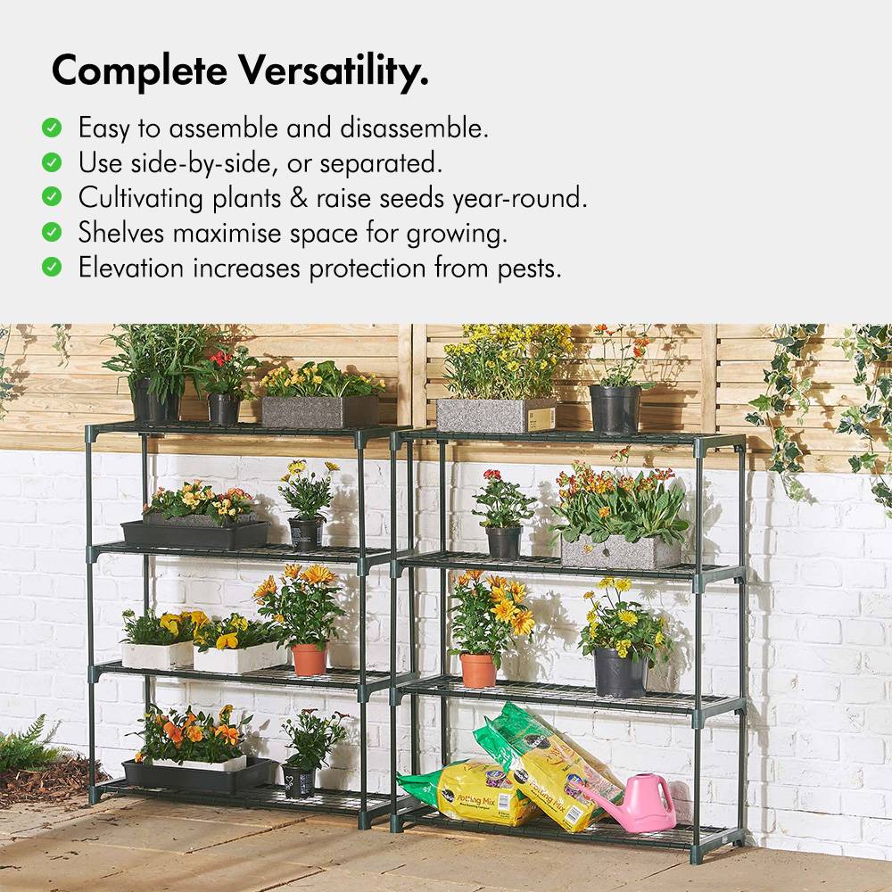 4-Tier Steel Shelving Unit x2 – Green (107 x 90 x 30cm)