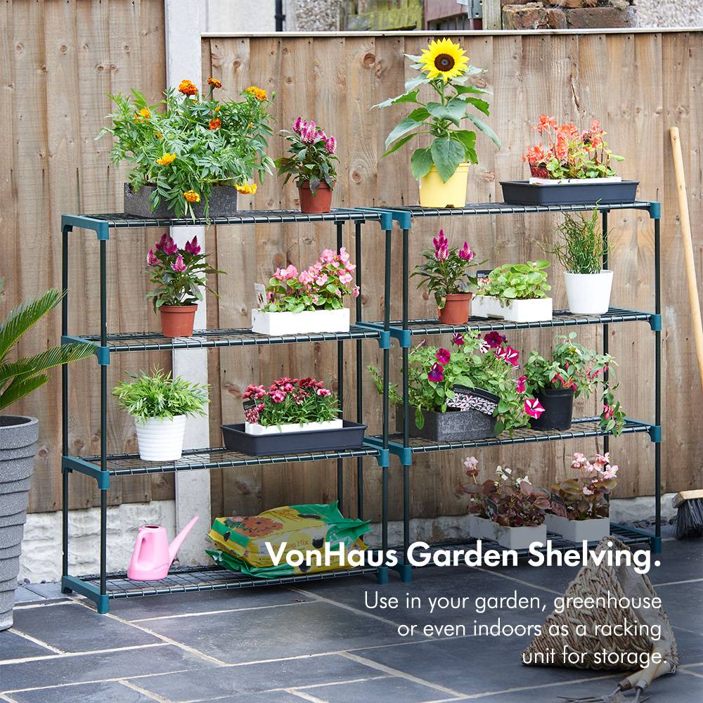 4-Tier Steel Shelving Unit x2 – Green (107 x 90 x 30cm)