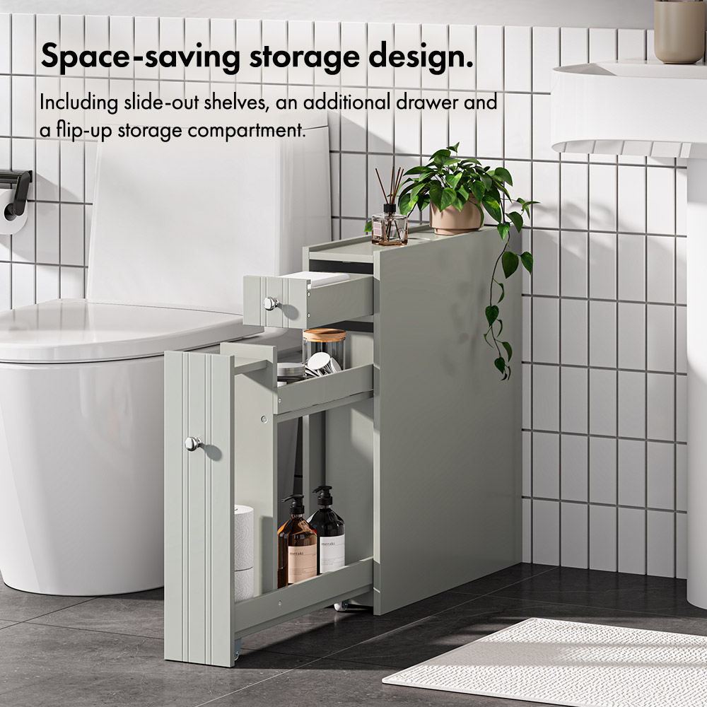 Shrewsbury Grey Slim Bathroom Storage Unit
