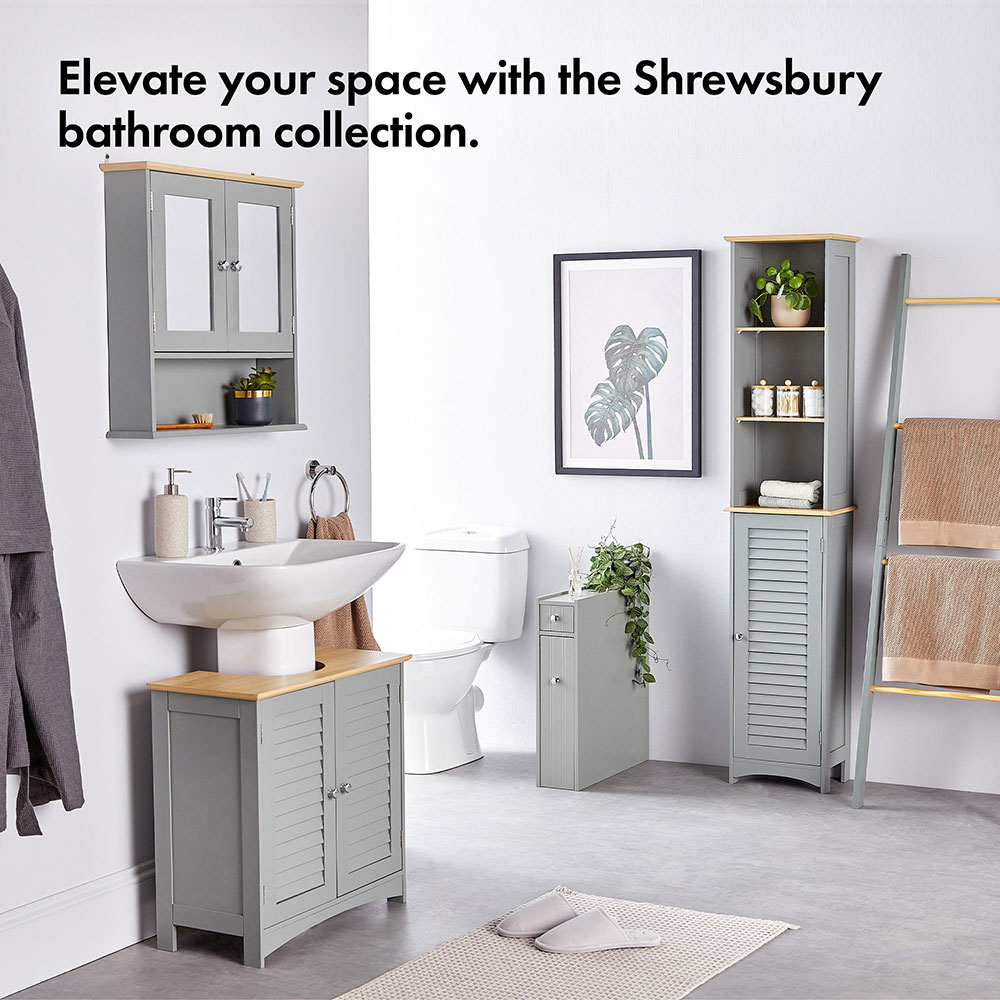Shrewsbury Grey Slim Bathroom Storage Unit