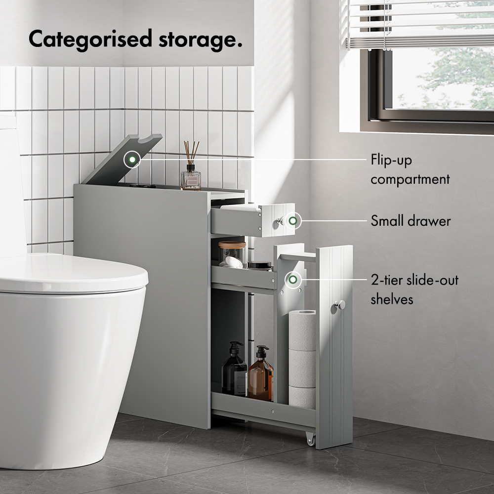 Shrewsbury Grey Slim Bathroom Storage Unit