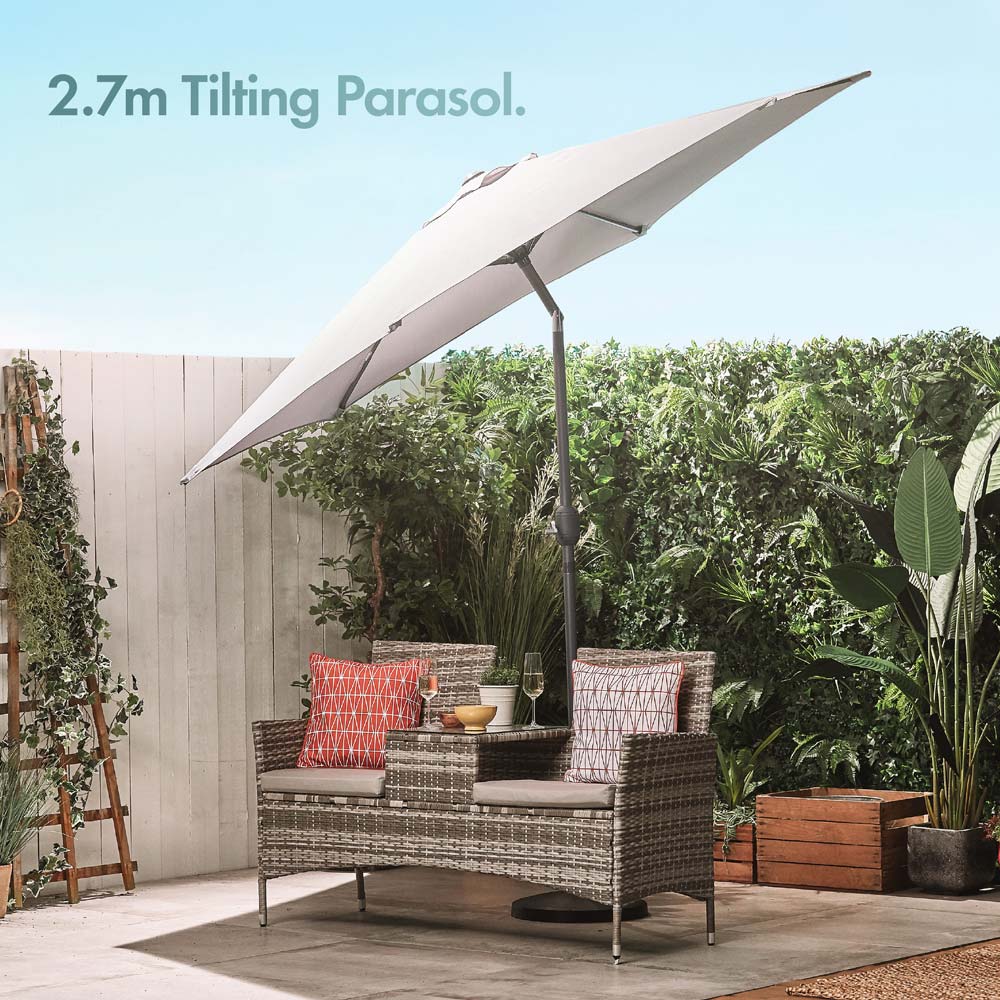 Grey 2.7m Steel Garden Parasol & Base Set (12kg)