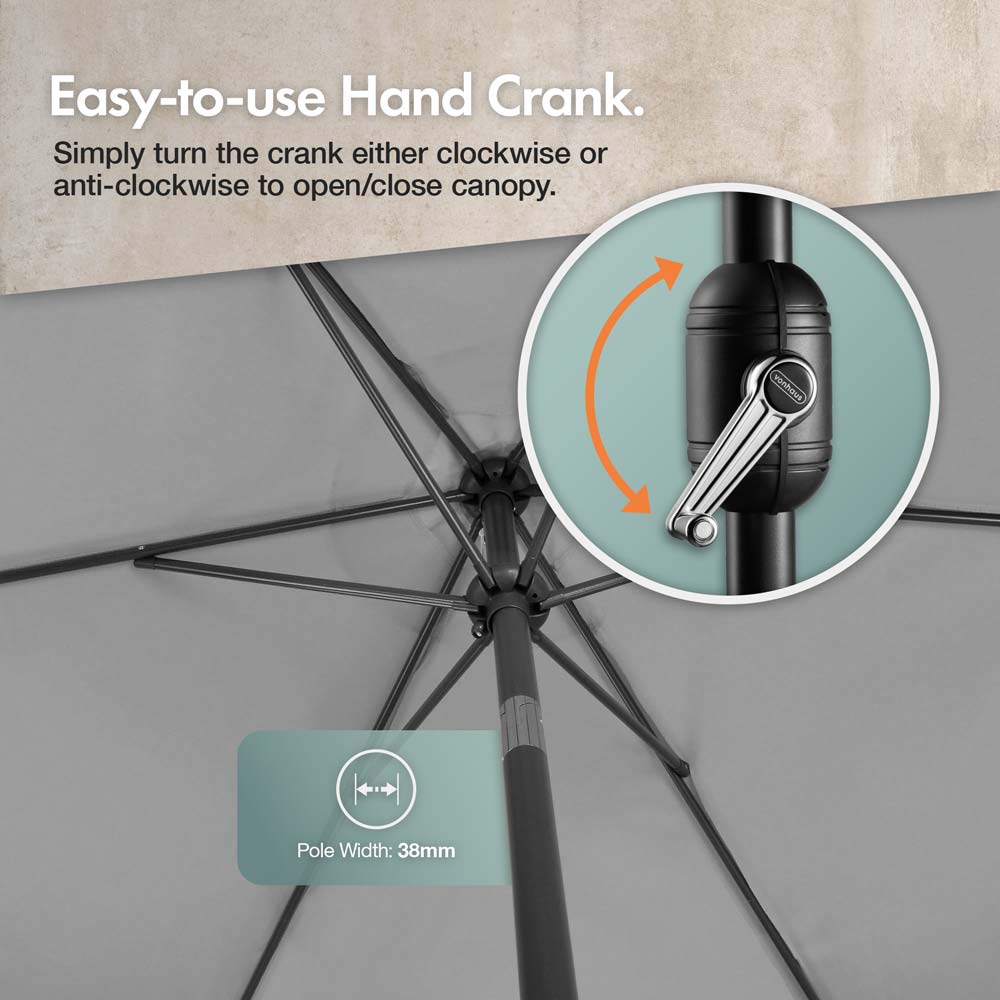 Grey 2.7m Steel Garden Parasol & Base Set (12kg)