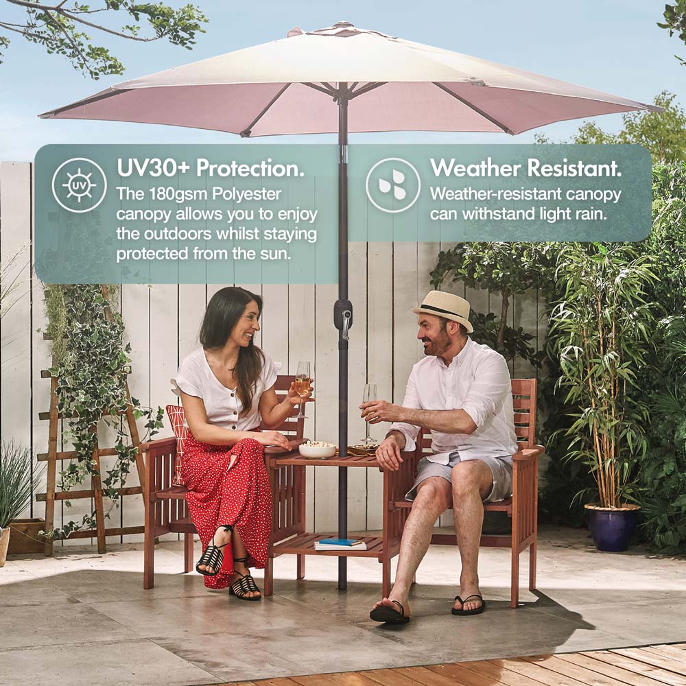 Grey 2.7m Steel Garden Parasol & Base Set (12kg)