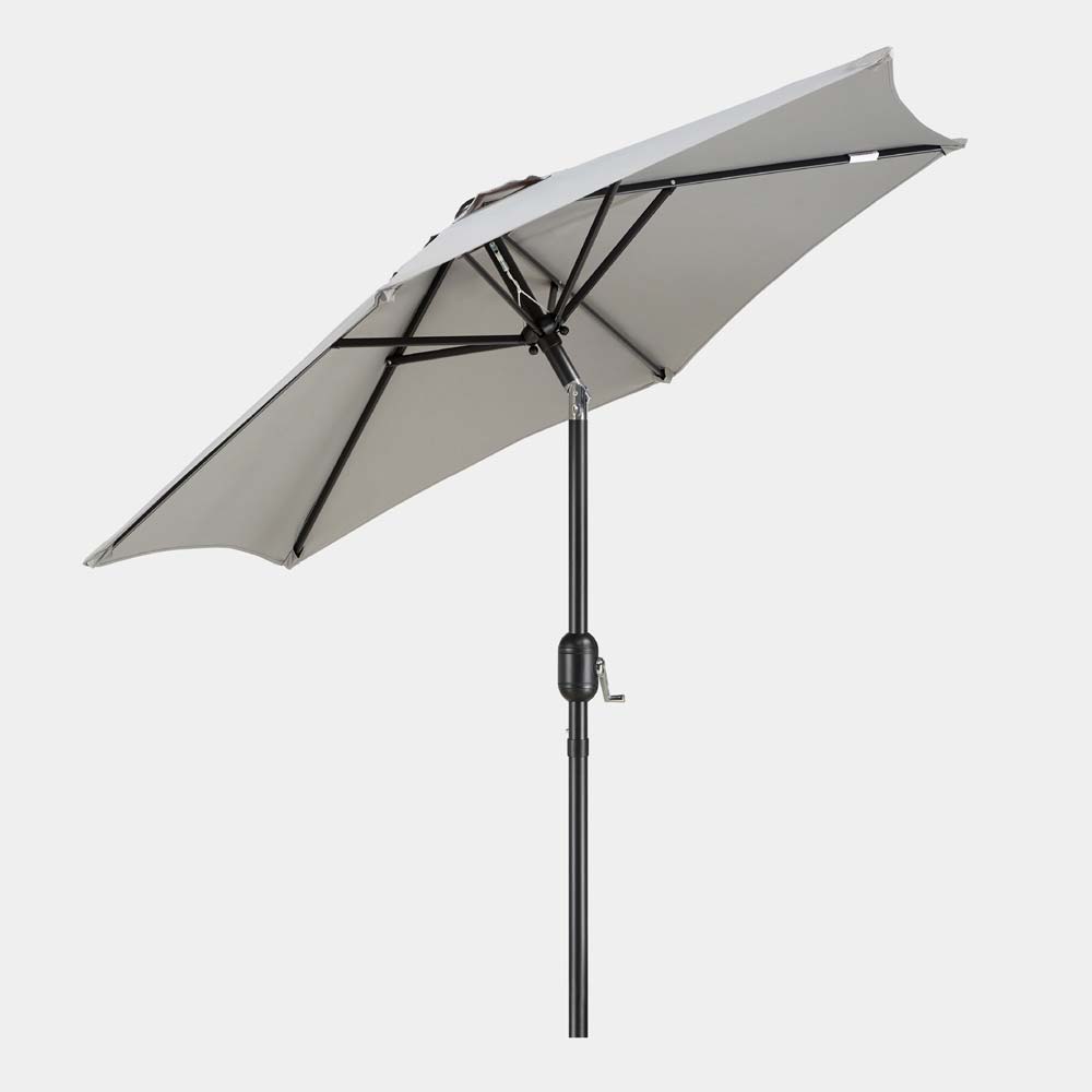 Grey 2.7m Steel Garden Parasol & Base Set (12kg)