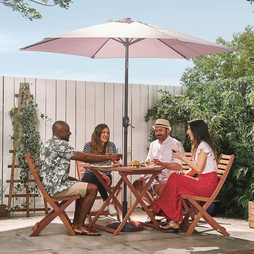 Grey 2.7m Steel Garden Parasol & Base Set (9kg)