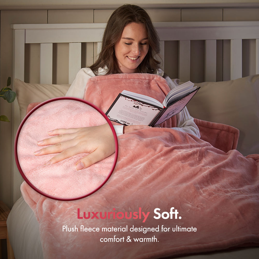 Pink Heated Throw Blanket