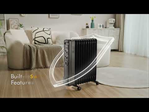 VonHaus Large Oil Filled Radiator with Timer 2500W - Black