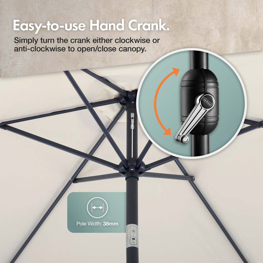 Cream 2.7m Steel Garden Parasol & Base Set (12kg)