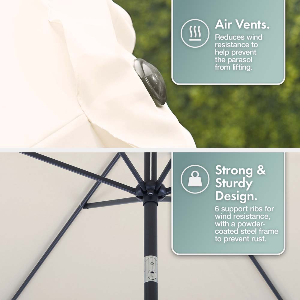Cream 2.7m Steel Garden Parasol & Base Set (12kg)