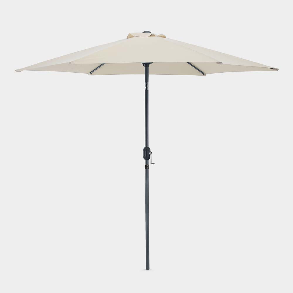Cream 2.7m Steel Garden Parasol & Base Set (9kg)