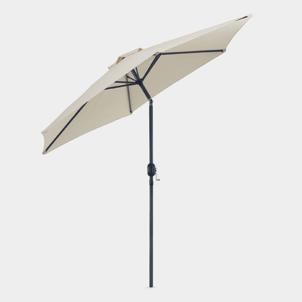 Cream 2.7m Steel Garden Parasol & Base Set (9kg)
