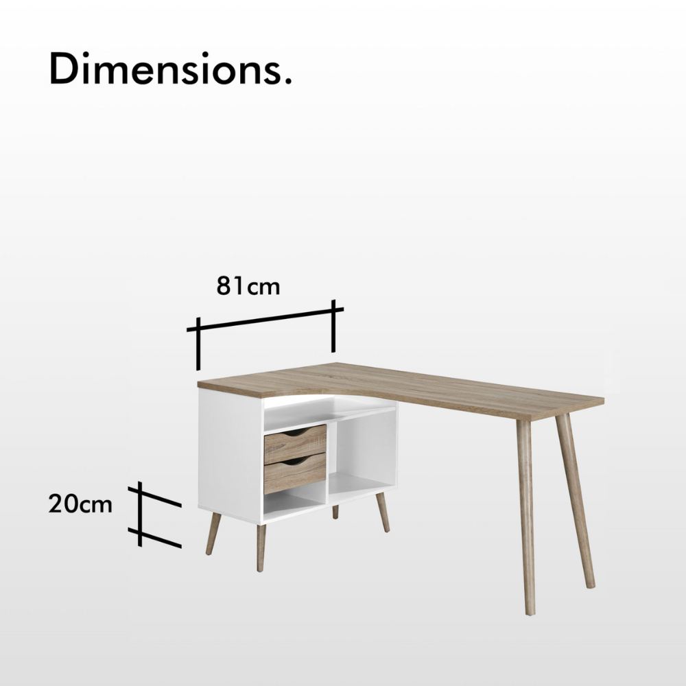 Koto White & Oak Effect Computer Desk