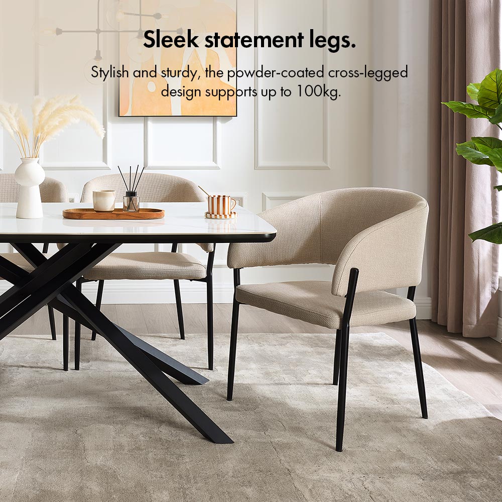 Atherton 160cm White Marble Effect Dining Table - 6 Seater