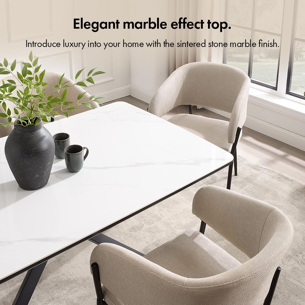 Atherton 160cm White Marble Effect Dining Table - 6 Seater