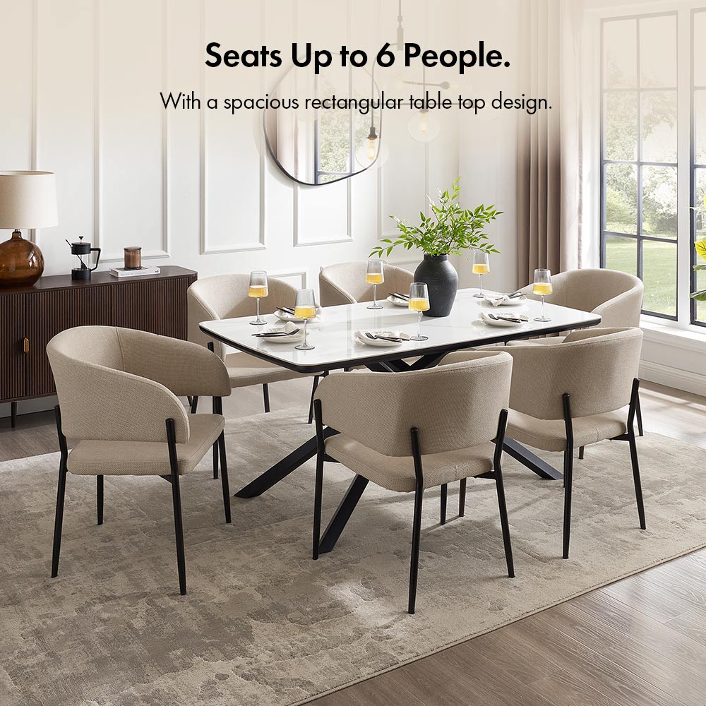Atherton 160cm White Marble Effect Dining Table - 6 Seater