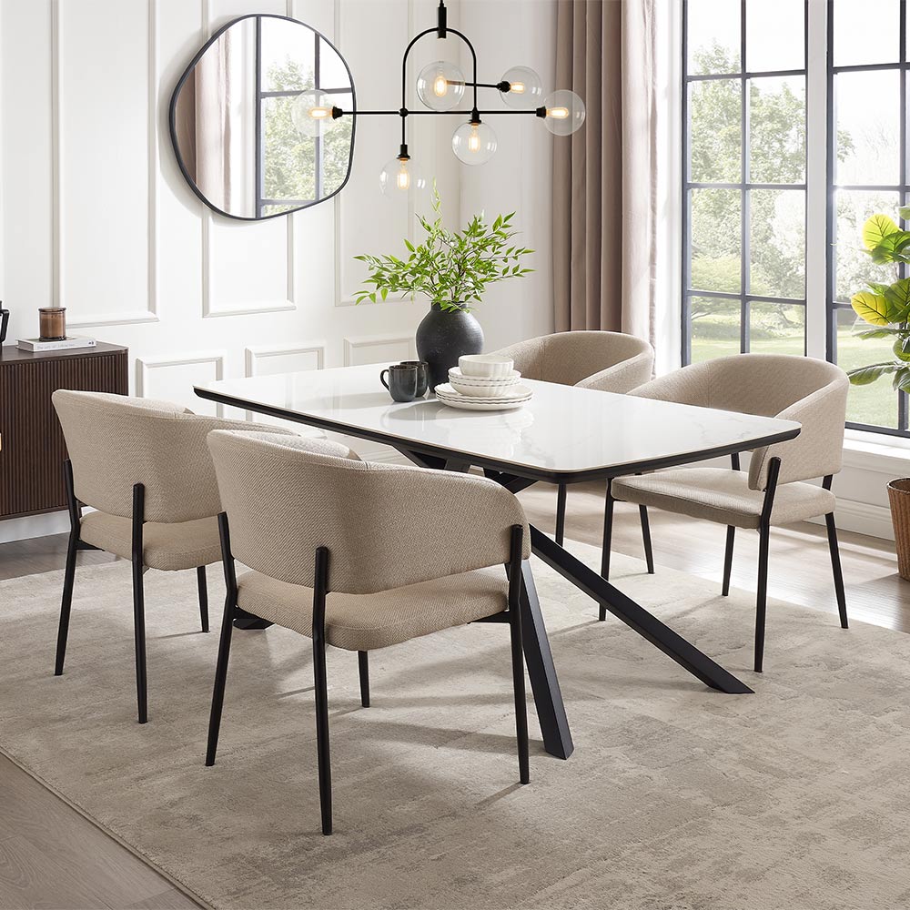Atherton 160cm White Marble Effect Dining Table - 6 Seater