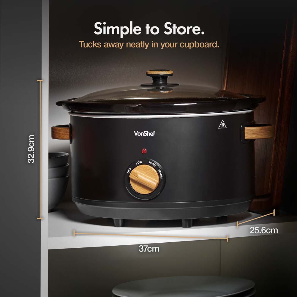 Fika Black & Wood 6.5L Slow Cooker