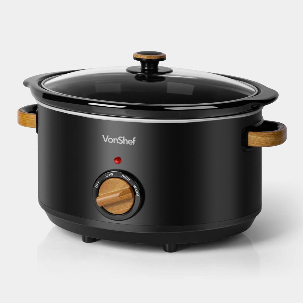 Fika Black & Wood 6.5L Slow Cooker