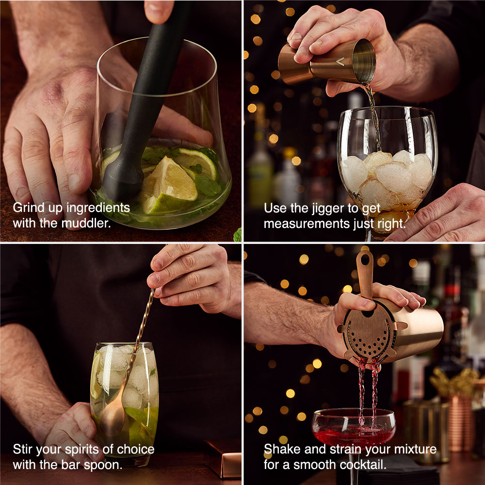 Manhattan Copper Cocktail Shaker Set – 5 Piece