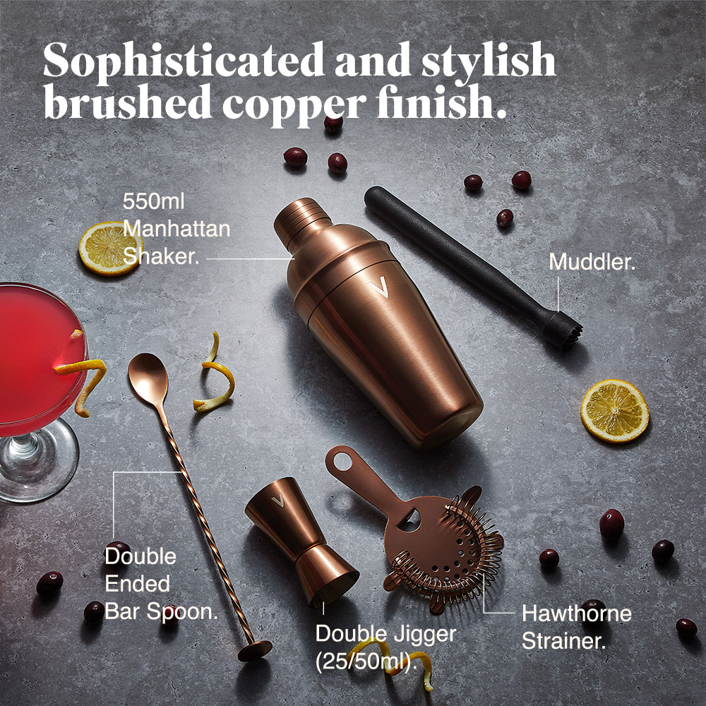 Manhattan Copper Cocktail Shaker Set – 5 Piece