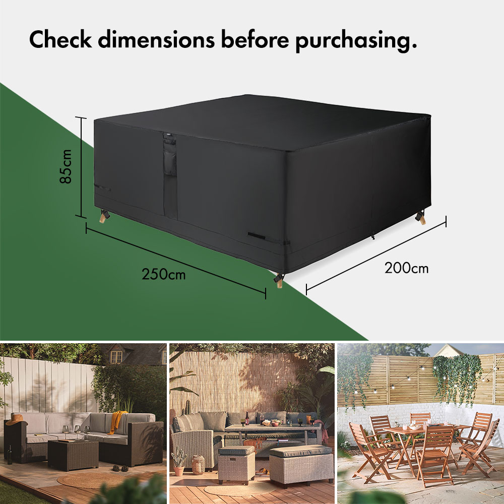 Garden Furniture Cover Black (H) 85cm x (W) 250cm 