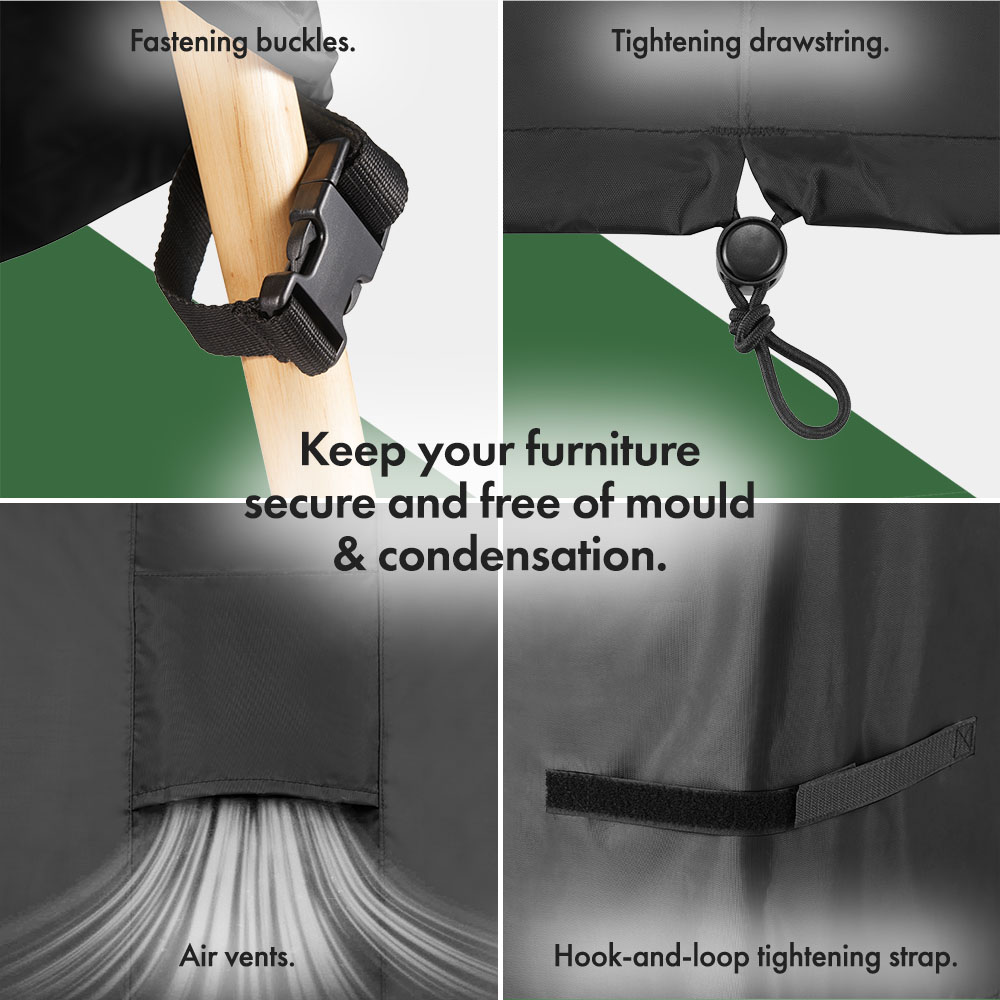 Garden Furniture Cover Black (H) 85cm x (W) 250cm 