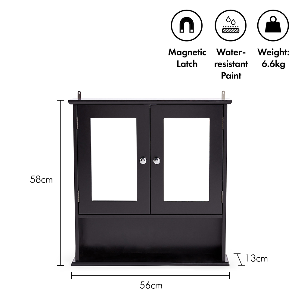 Shrewsbury Black Mirrored Bathroom Cabinet