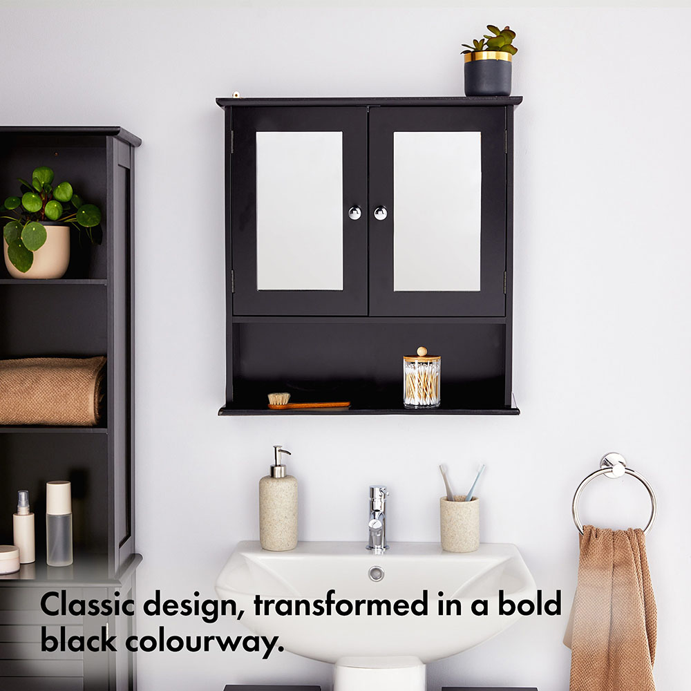 Shrewsbury Black Mirrored Bathroom Cabinet