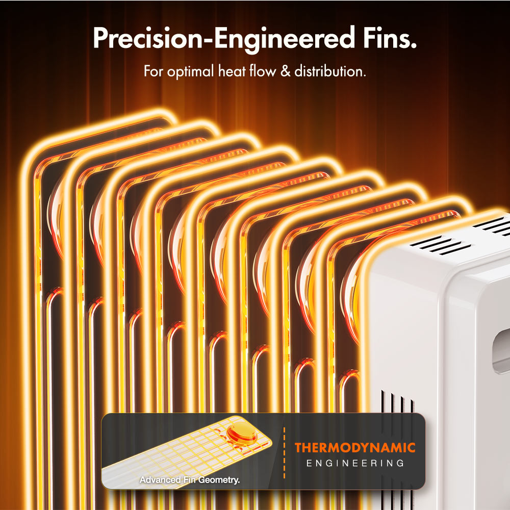 9 Fin Oil Filled Radiator 2000W - White 