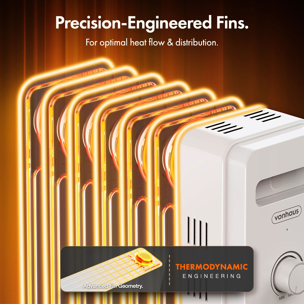 7 Fin Oil Filled Radiator 1500W - White