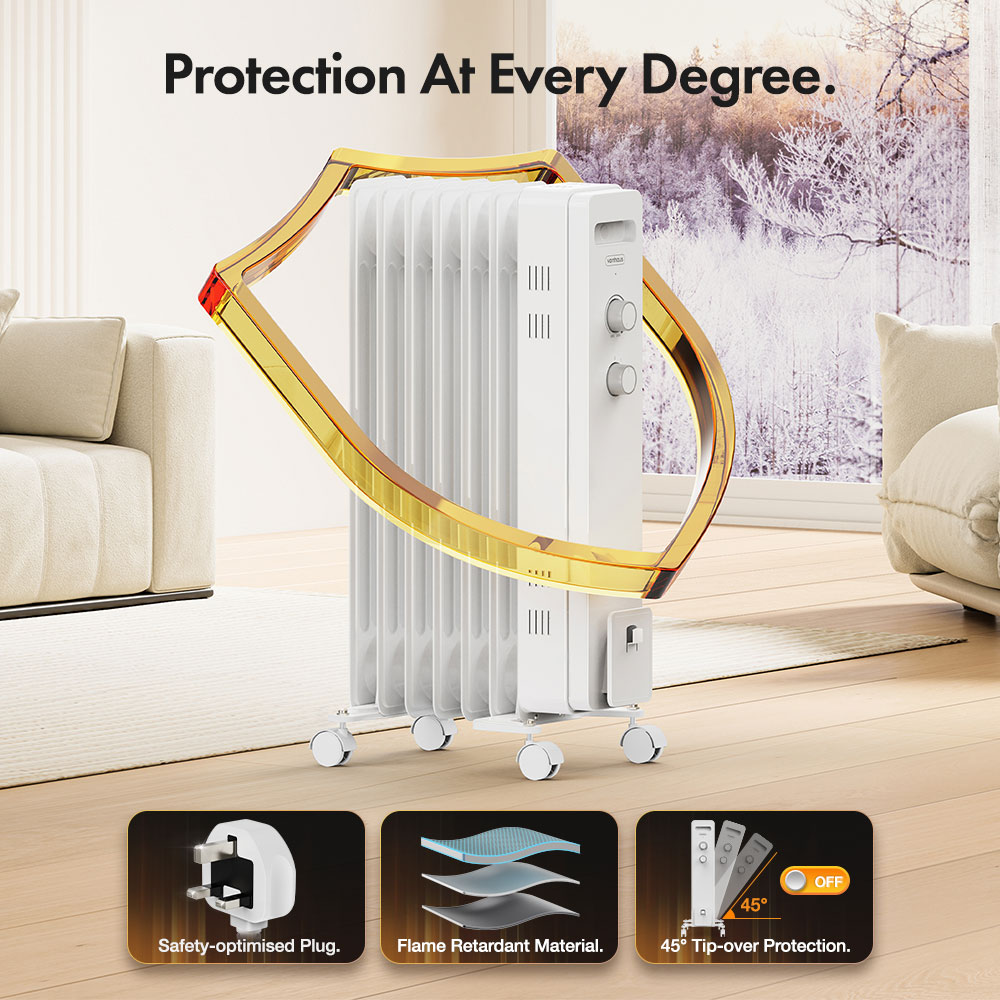 7 Fin Oil Filled Radiator 1500W - White